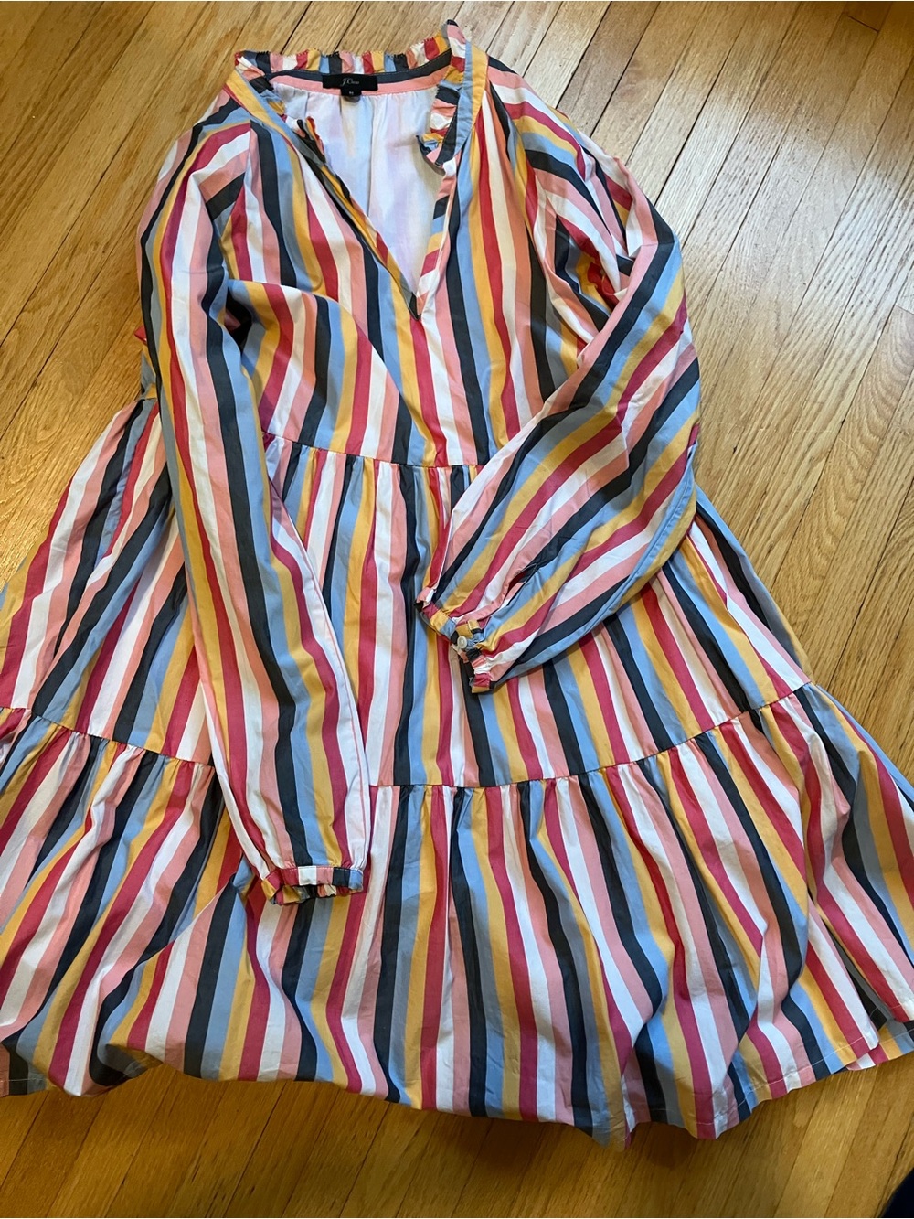 J. Crew Striped Midi Dress in Pink, Yellow, Blue and White